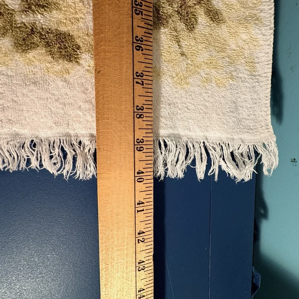 Vintage St Marys Bath Towel Yellow Floral Fringe Made USA 22x38